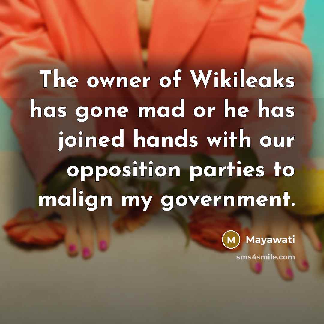 “The owner of Wikileaks has gone mad or he has…” quote by Mayawati