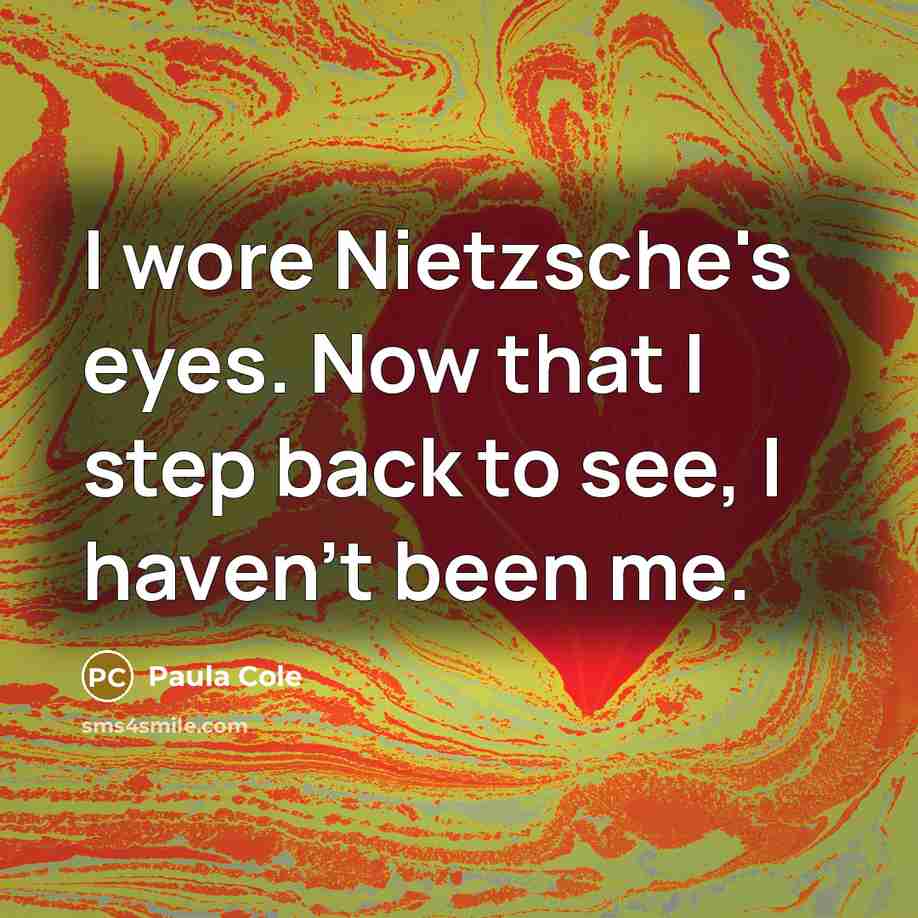 “I wore Nietzsche's eyes. Now that I step back to…” quote by Paula Cole