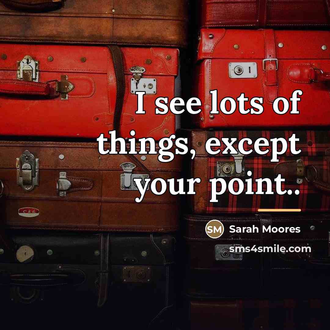 “I see lots of things, except your point..…” quote by Sarah Moores