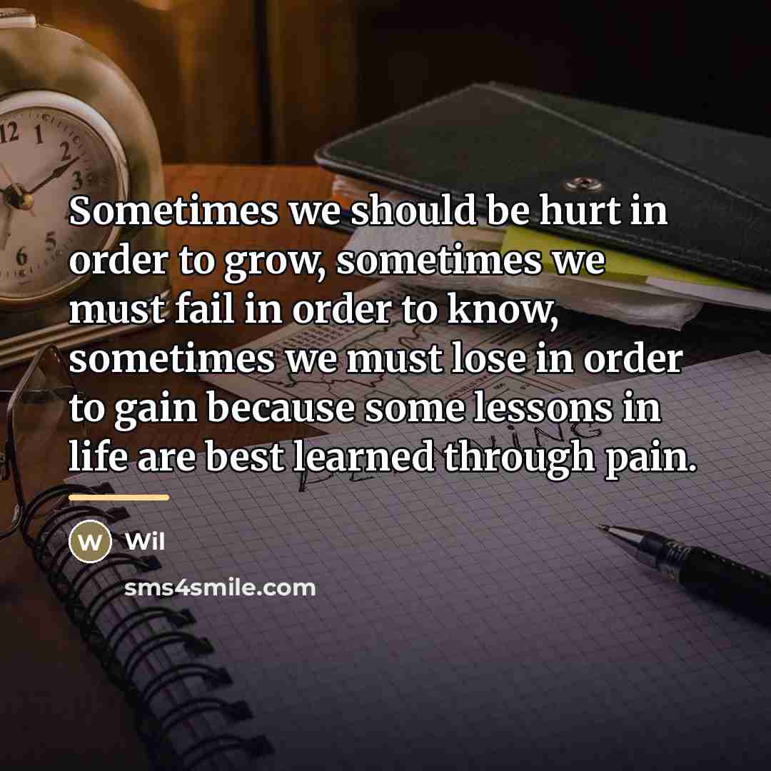 “Sometimes we should be hurt in order to grow, sometimes…” quote by Wil