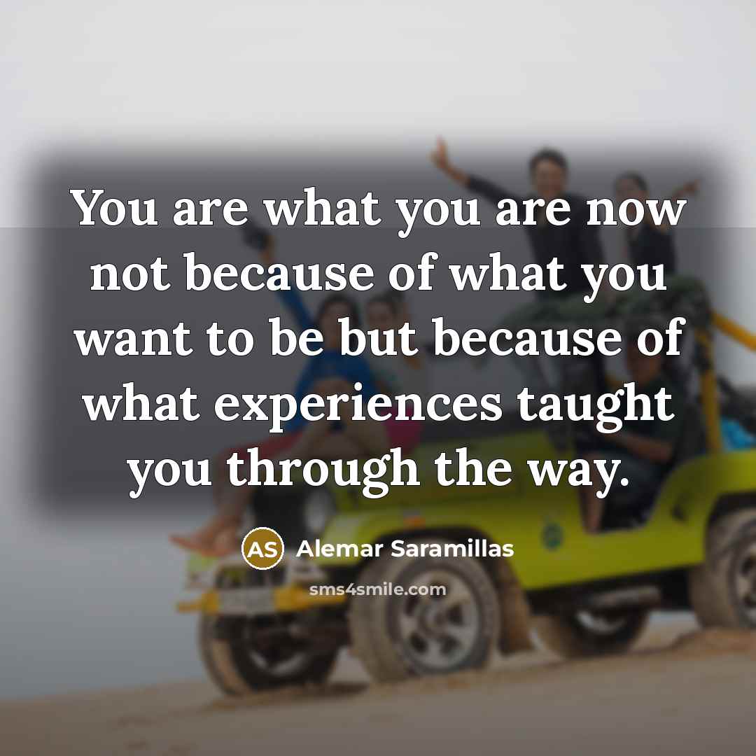 “You are what you are now not because of what…” quote by Alemar Saramillas