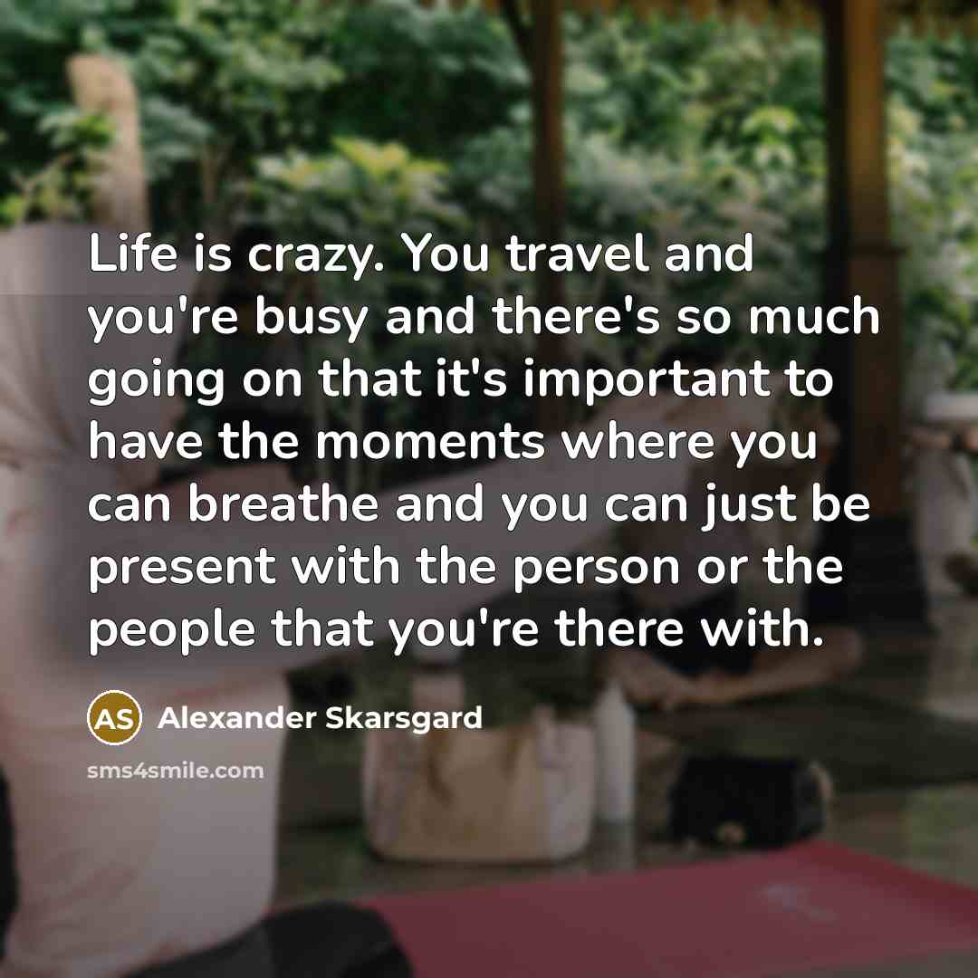 “Life is crazy. You travel and you're busy and there's…” quote by Alexander Skarsgard