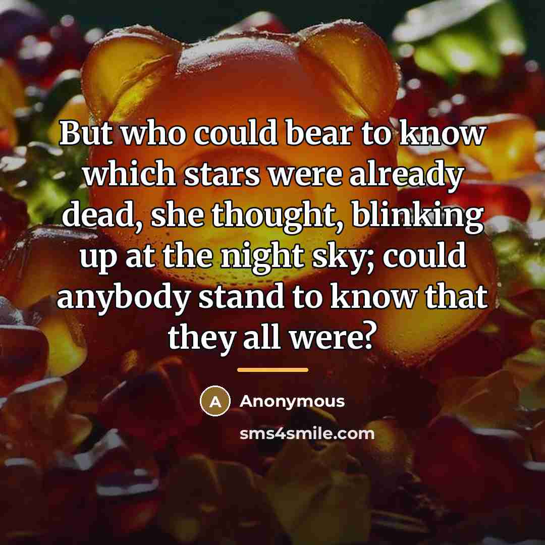 “But who could bear to know which stars were already…” quote by Anonymous