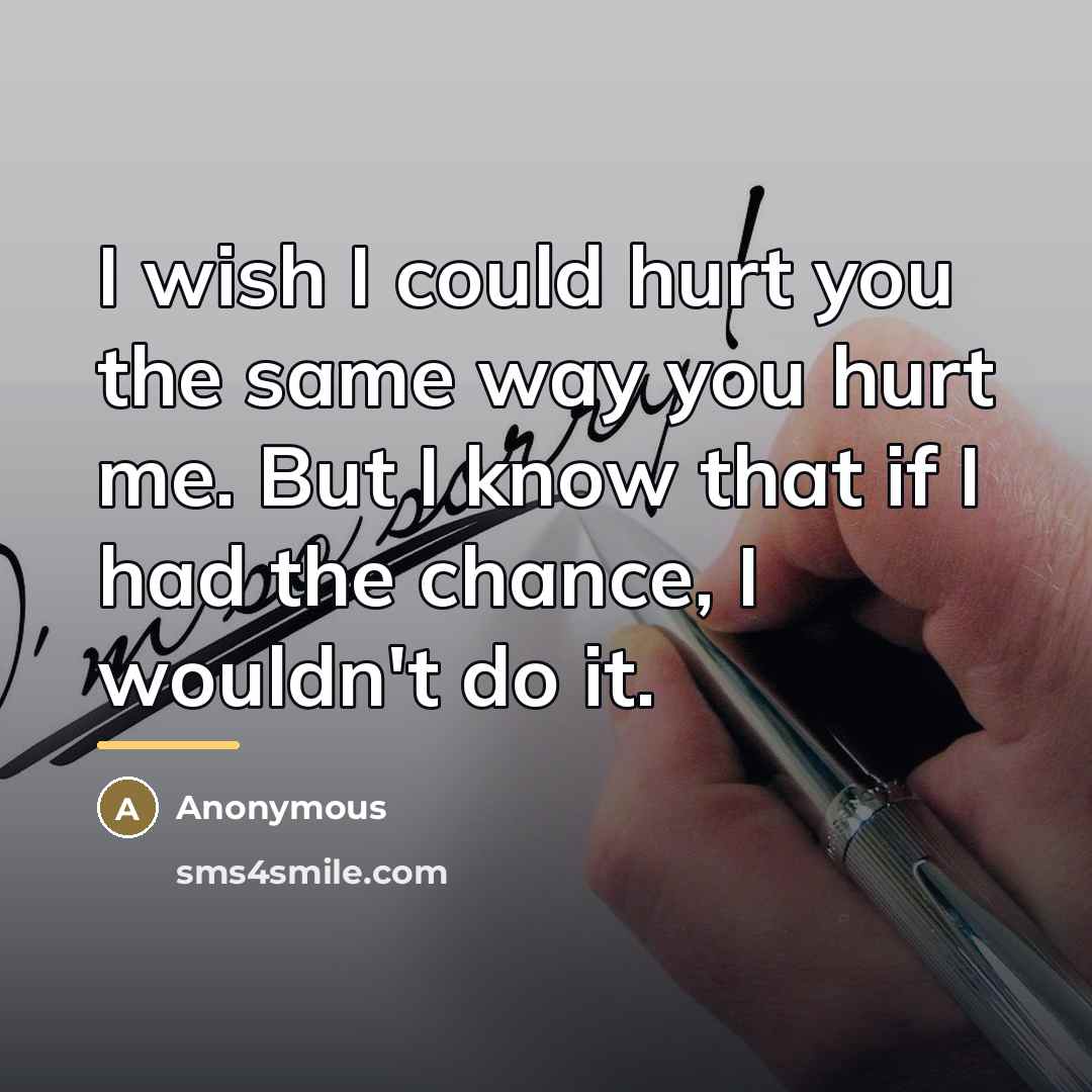 “I wish I could hurt you the same way you…” quote by Anonymous