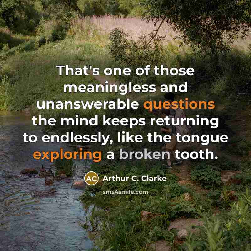 “That's one of those meaningless and unanswerable questions the mind keeps returning to endlessly, like the tongue exploring a broken tooth.” quote by Arthur C. Clarke