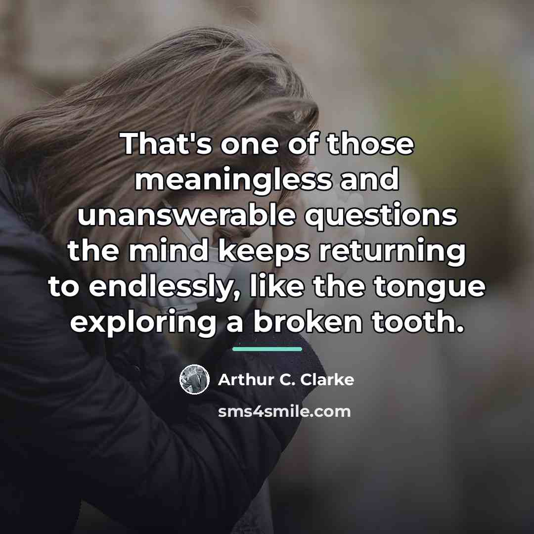 “That's one of those meaningless and unanswerable questions the mind…” quote by Arthur C. Clarke