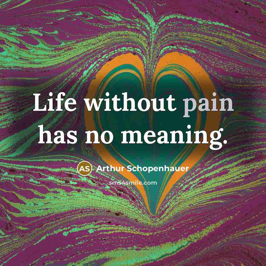 “Life without pain has no meaning.…” quote by Arthur Schopenhauer