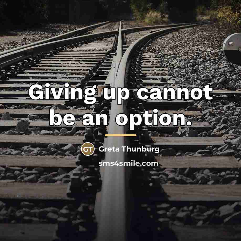 “Giving up cannot be an option.…” quote by Greta Thunburg