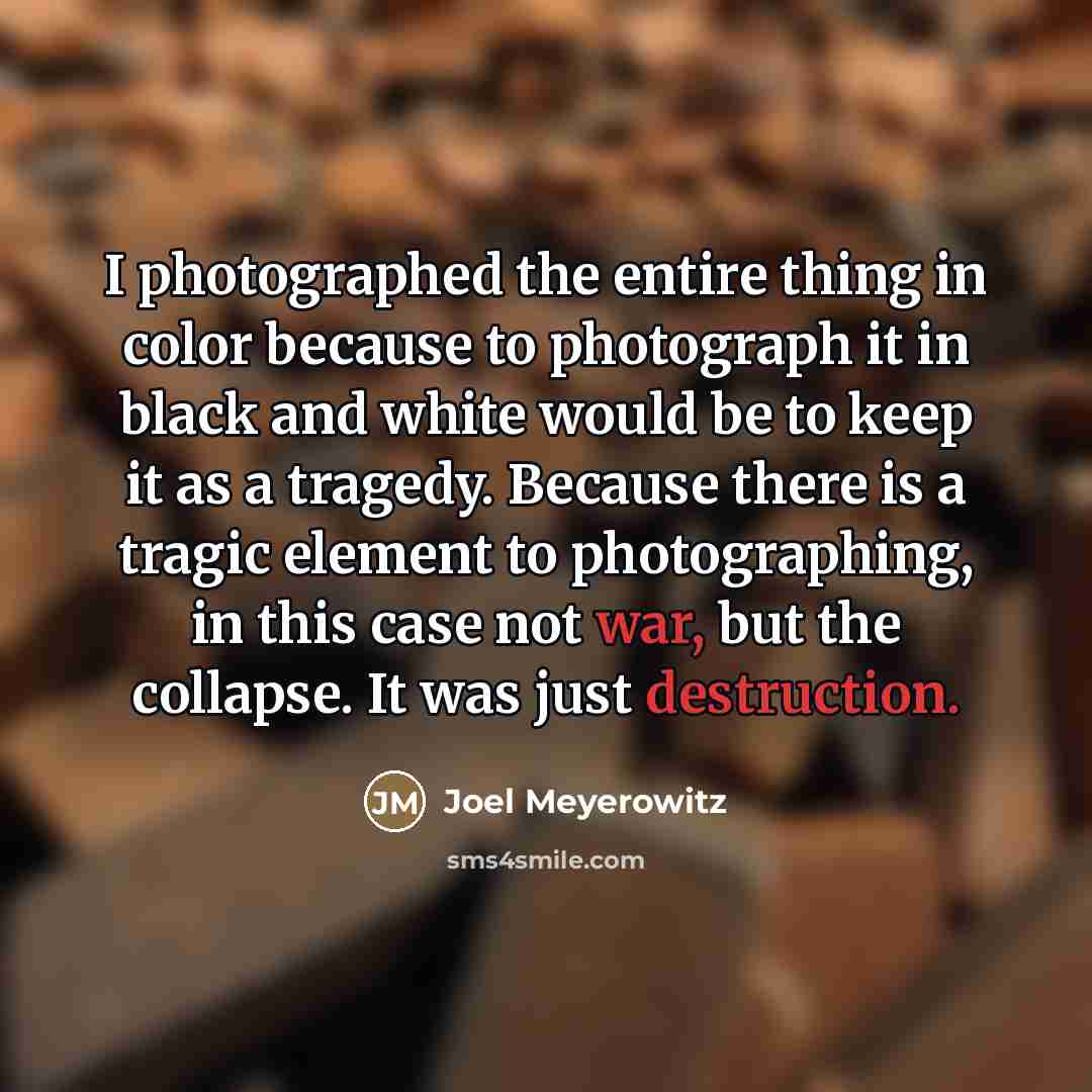 “I photographed the entire thing in color because to photograph…” quote by Joel Meyerowitz