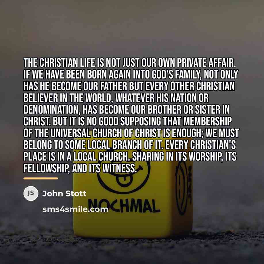 “The Christian life is not just our own private affair.…” quote by John Stott