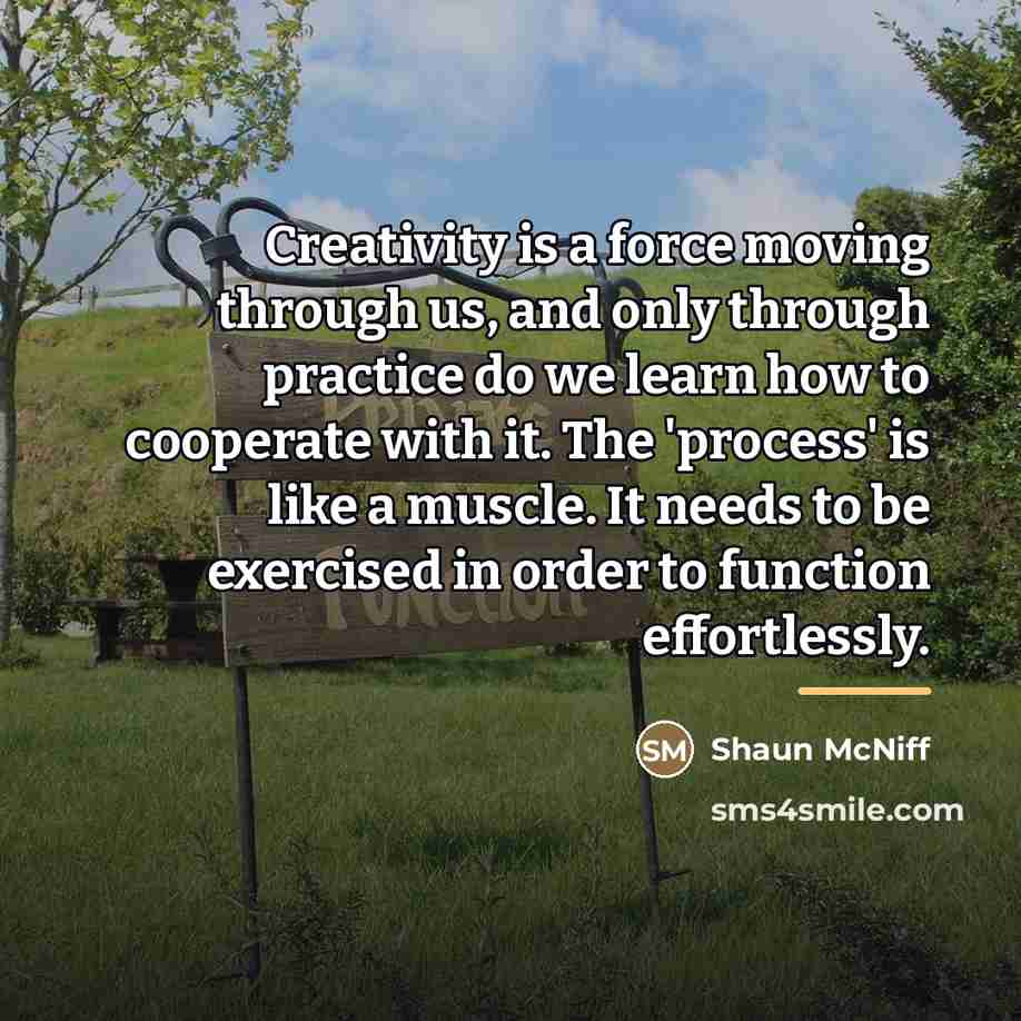 “Creativity is a force moving through us, and only through…” quote by Shaun McNiff