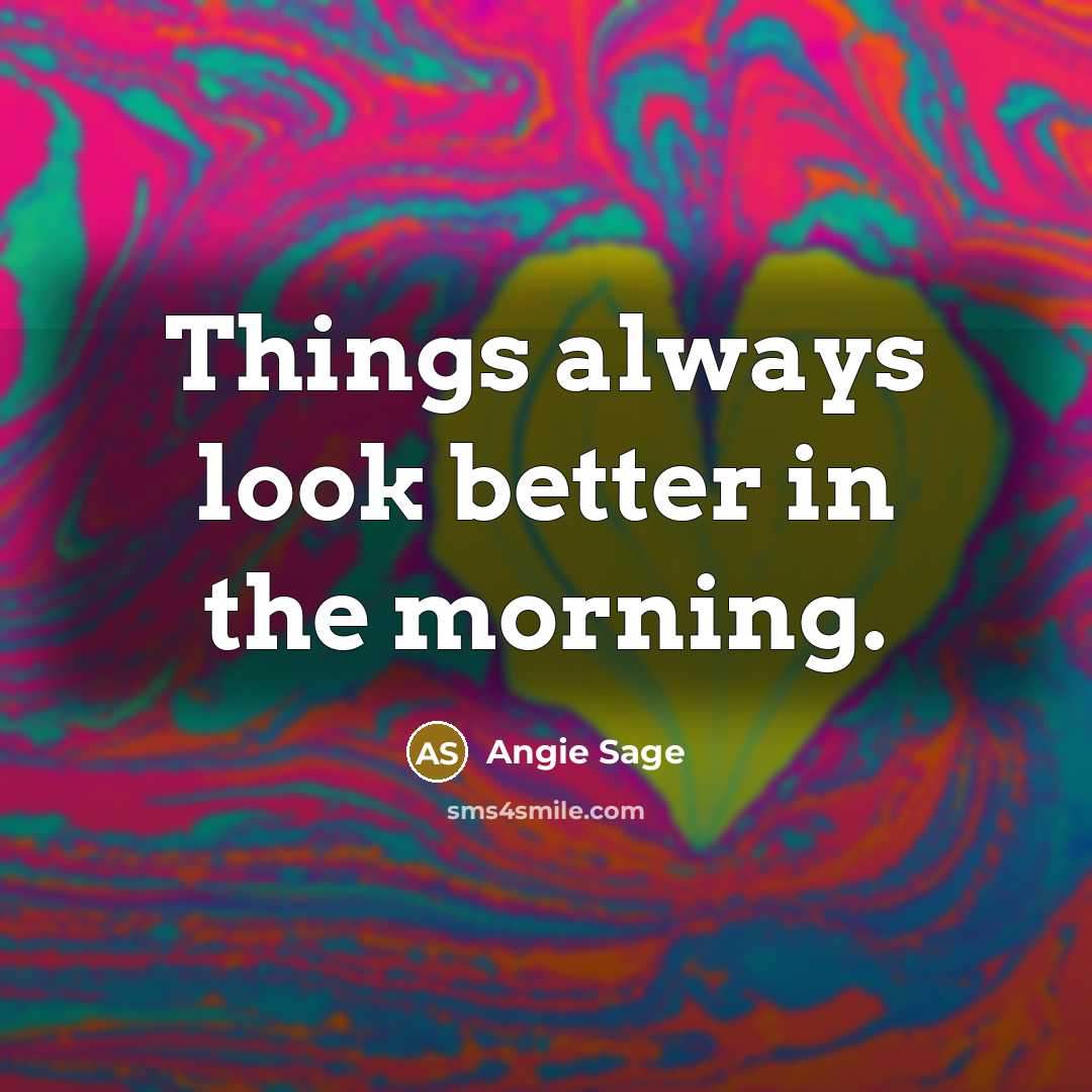 “Things always look better in the morning.…” quote by Angie Sage