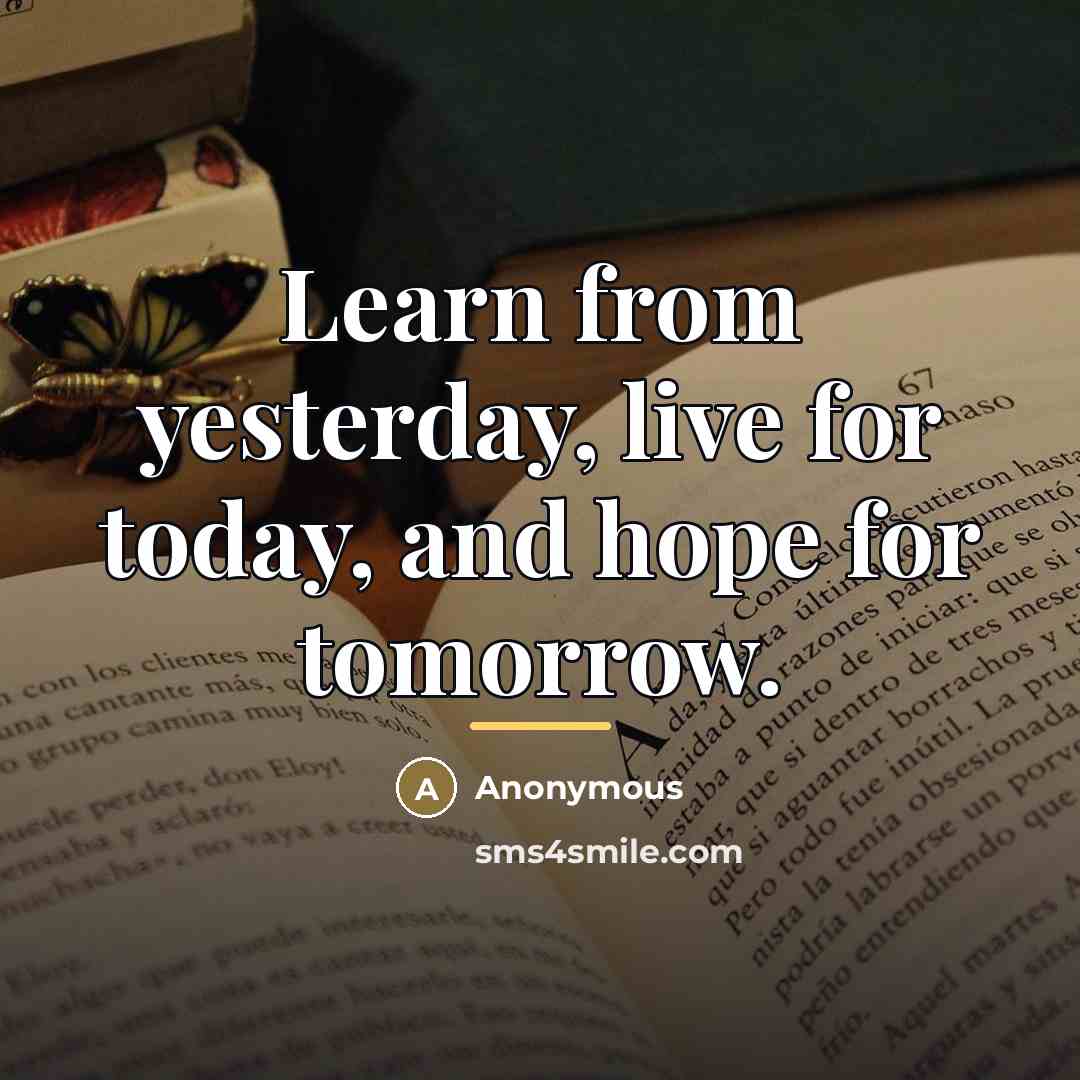 “Learn from yesterday, live for today, and hope for tomorrow.…” quote by Jackline Fernandez