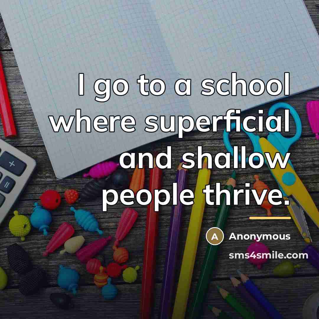 “I go to a school where superficial and shallow people…” quote by Anonymous