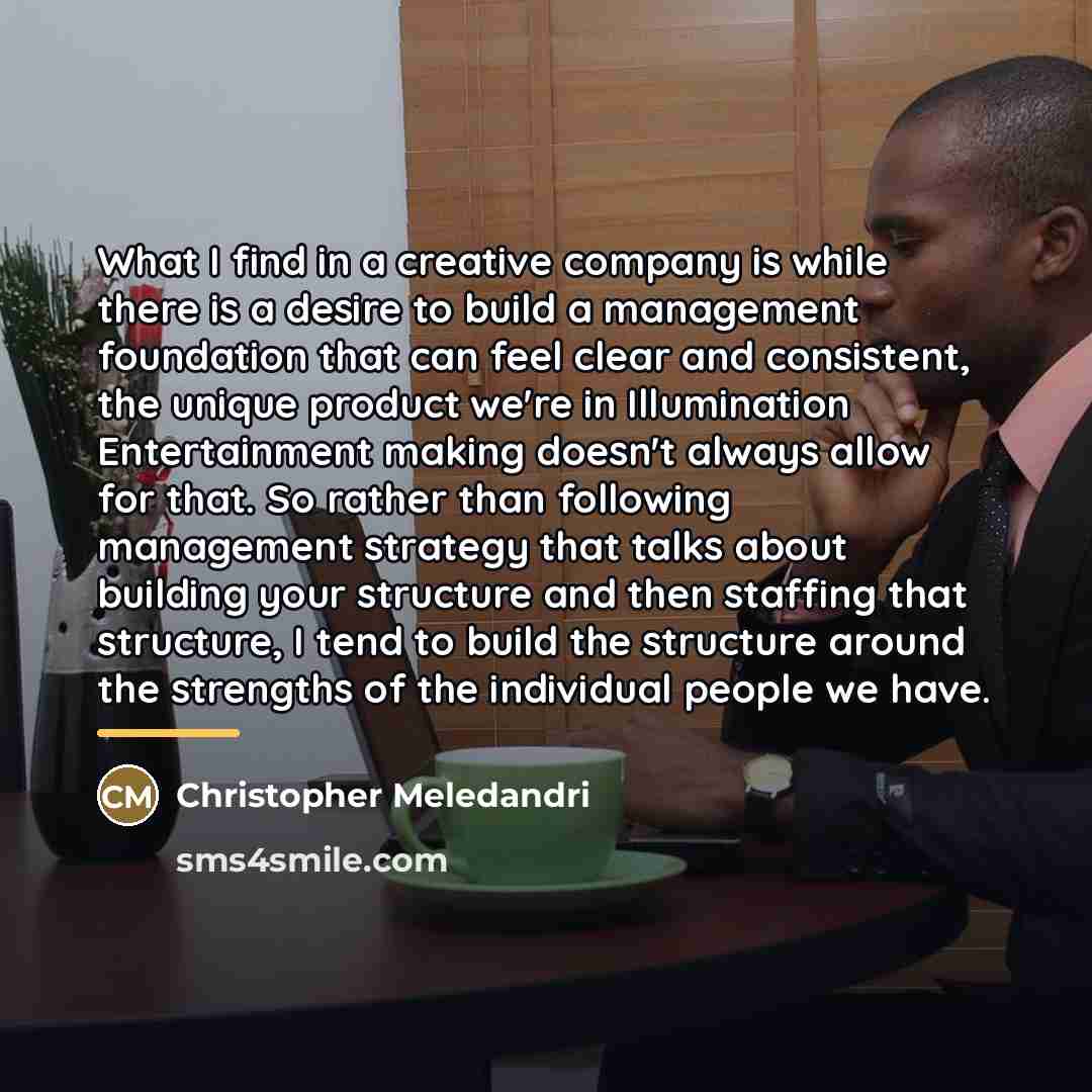 “What I find in a creative company is while there…” quote by Christopher Meledandri