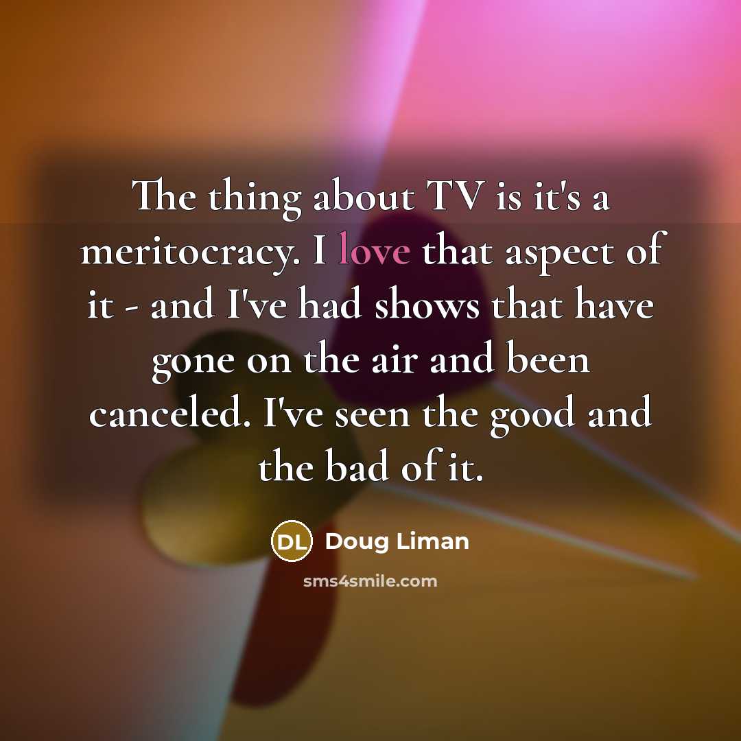 “The thing about TV is it's a meritocracy. I love…” quote by Doug Liman