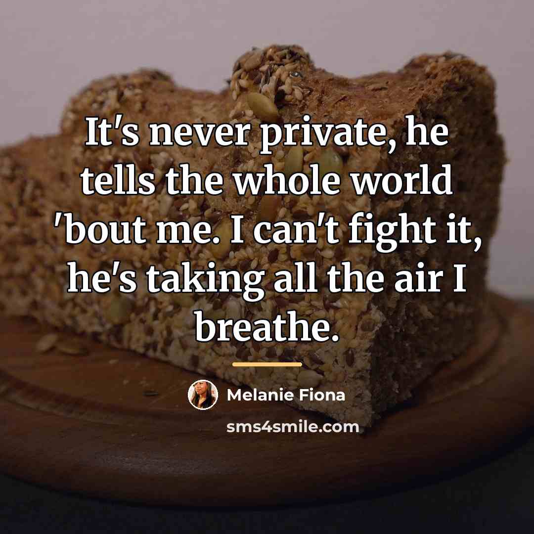 “It's never private, he tells the whole world 'bout me.…” quote by Melanie Fiona