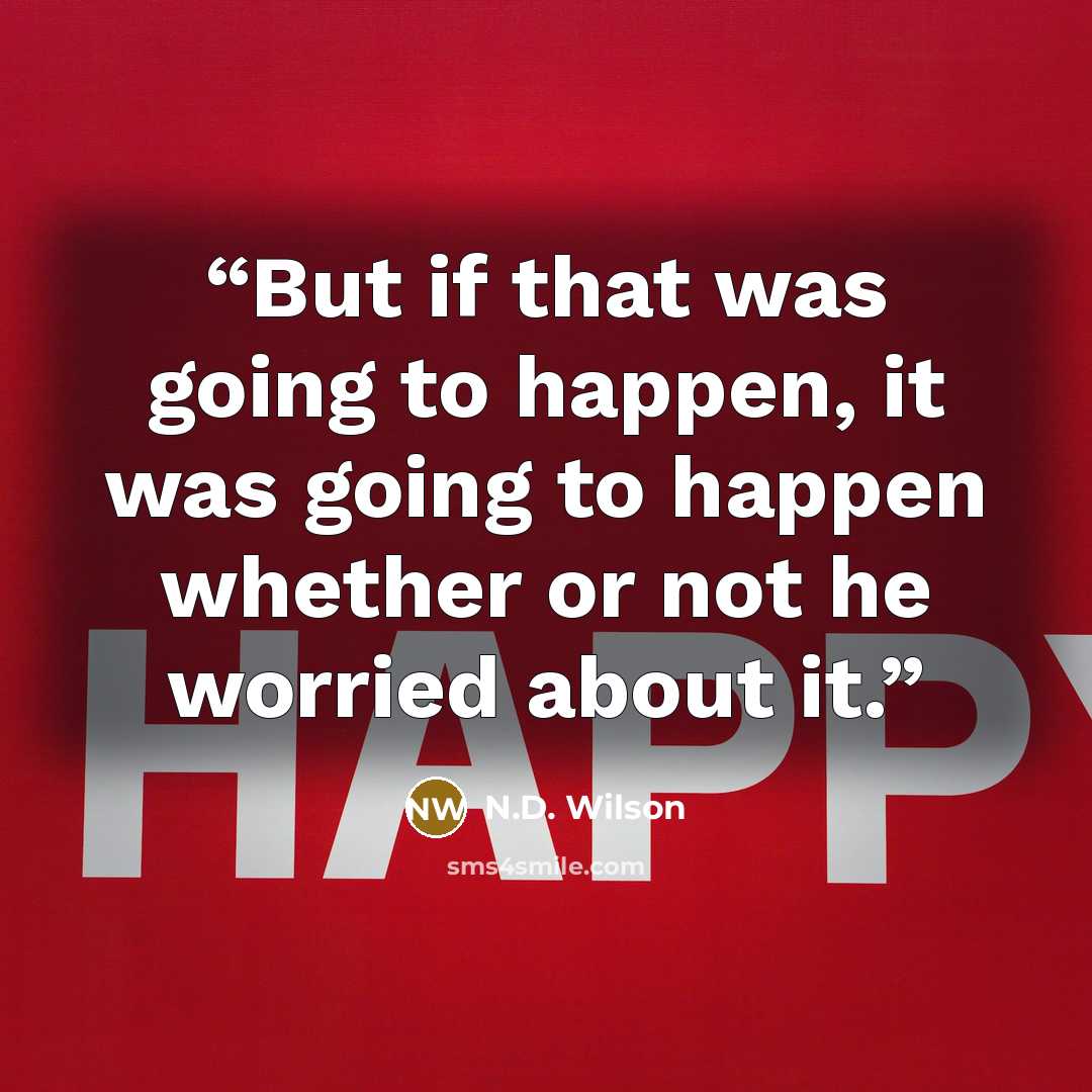“But if that was going to happen, it was going to happen whether or not he worried about it.” quote by N.D. Wilson