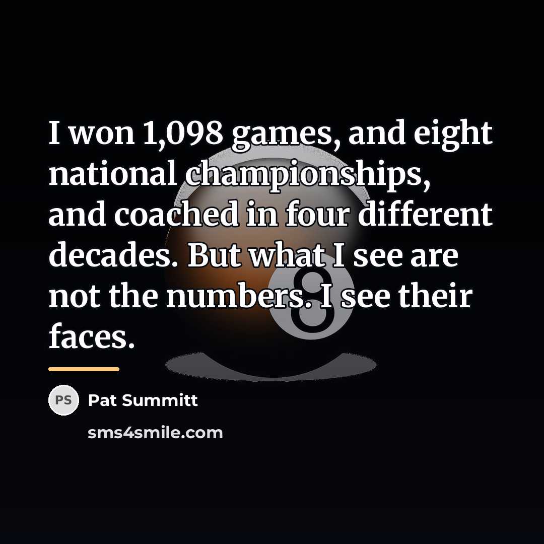 “I won 1,098 games, and eight national championships, and coached…” quote by Pat Summitt