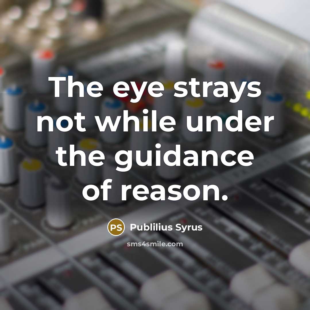 “The eye strays not while under the guidance of reason.…” quote by Publilius Syrus