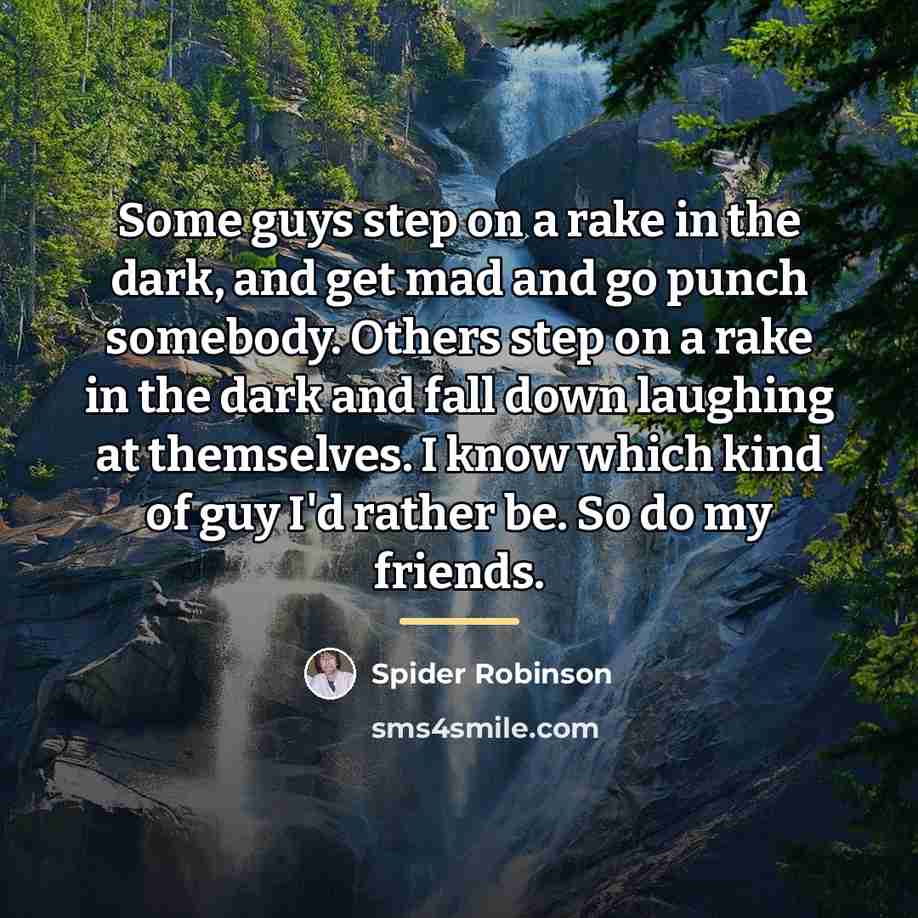 “Some guys step on a rake in the dark, and…” quote by Spider Robinson