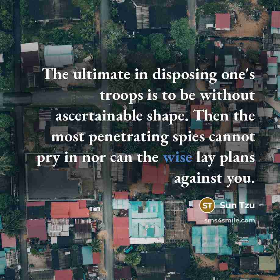 “The ultimate in disposing one's troops is to be without…” quote by Sun Tzu
