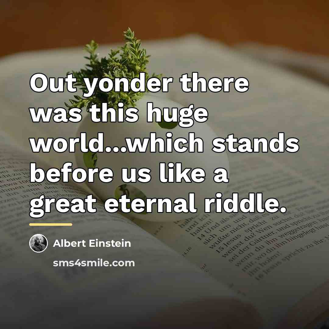 “Out yonder there was this huge world...which stands before us…” quote by Albert Einstein