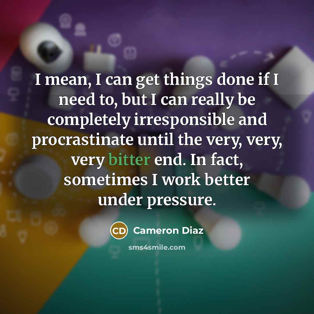 “I mean, I can get things done if I need…” quote by Cameron Diaz