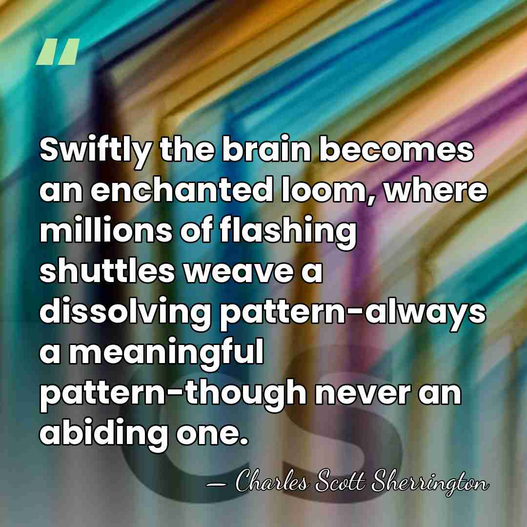 Swiftly the brain becomes an enchanted loom, where millions of flashing shuttles&hellip; - Charles Scott Sherrington