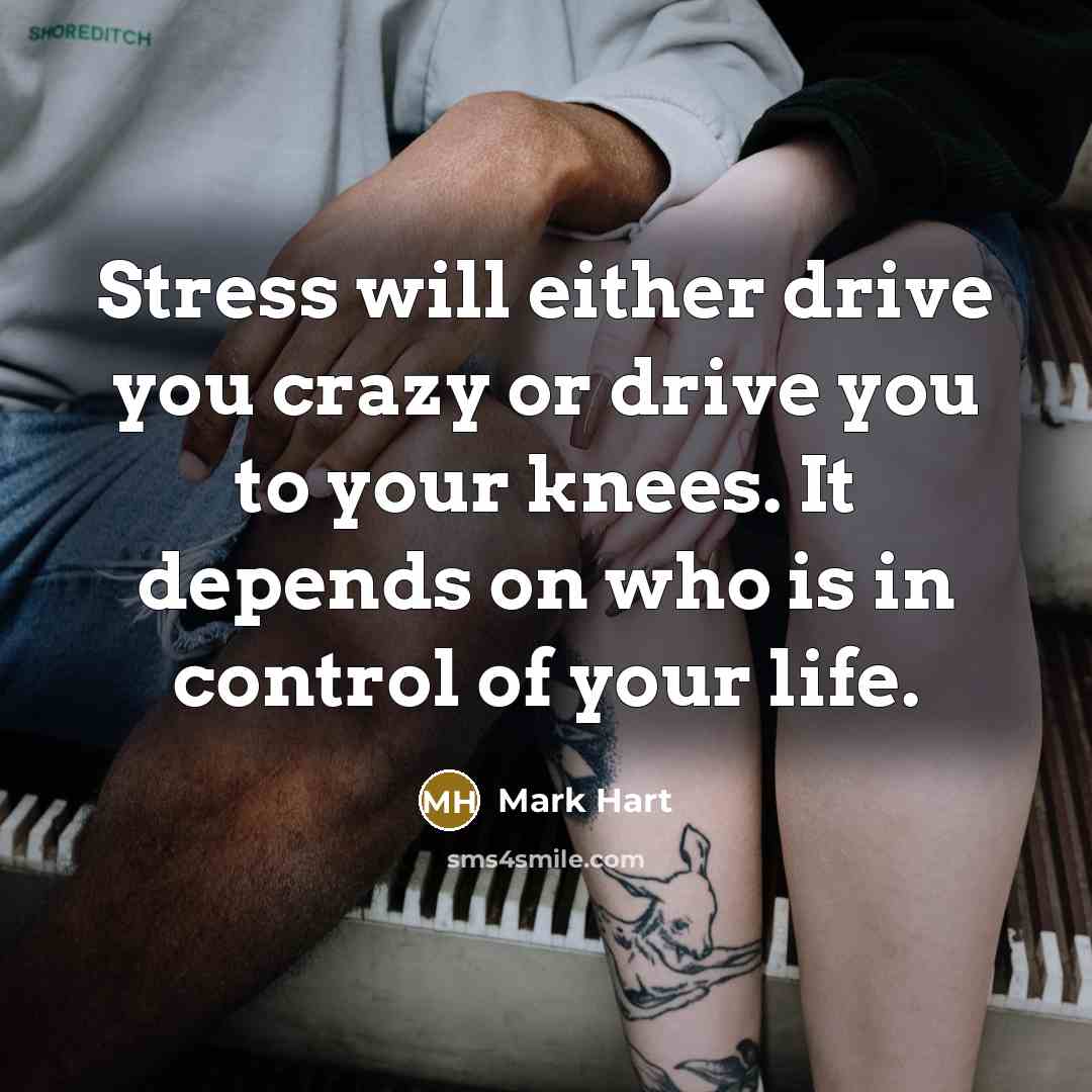 “Stress will either drive you crazy or drive you to…” quote by Mark Hart