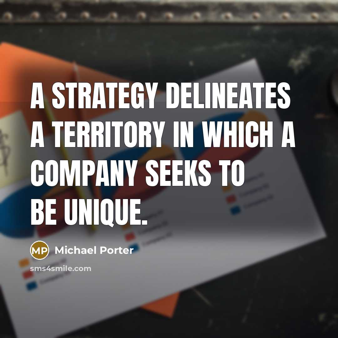 “A strategy delineates a territory in which a company seeks…” quote by Michael Porter