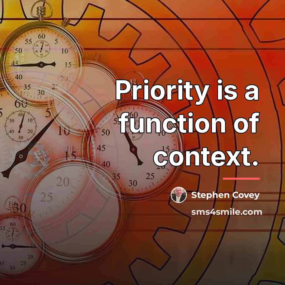 “Priority is a function of context.…” quote by Stephen Covey