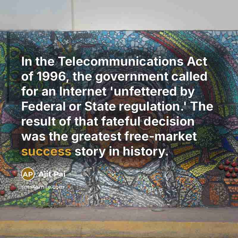 “In the Telecommunications Act of 1996, the government called for…” quote by Ajit Pai