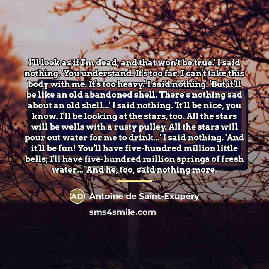 “I'll look as if I'm dead, and that won't be…” quote by Antoine de Saint-Exupery