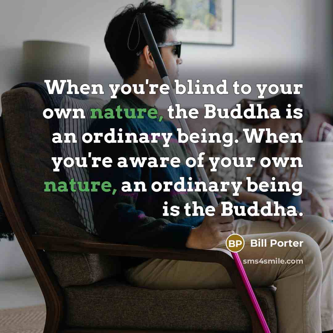 “When you're blind to your own nature, the Buddha is…” quote by Bill Porter