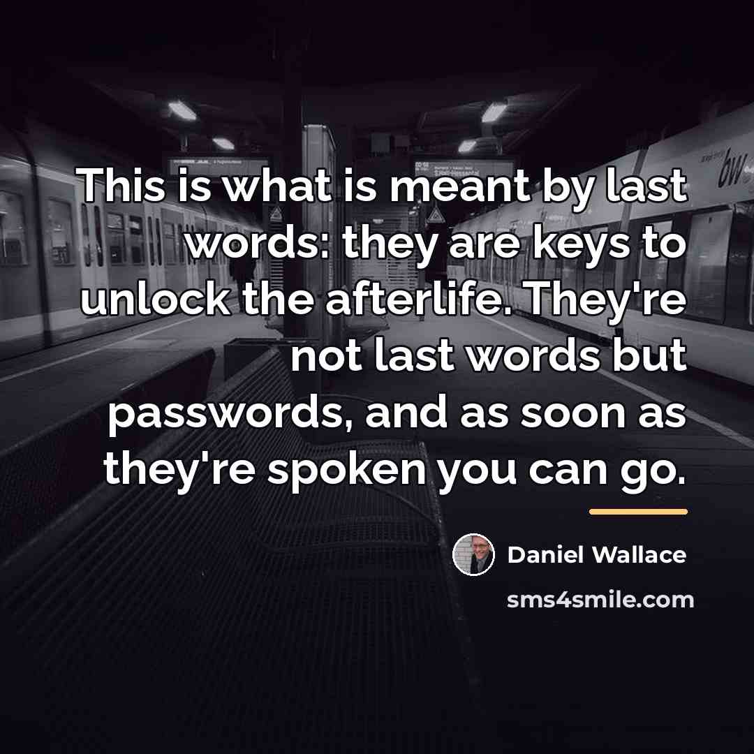 “This is what is meant by last words: they are…” quote by Daniel Wallace