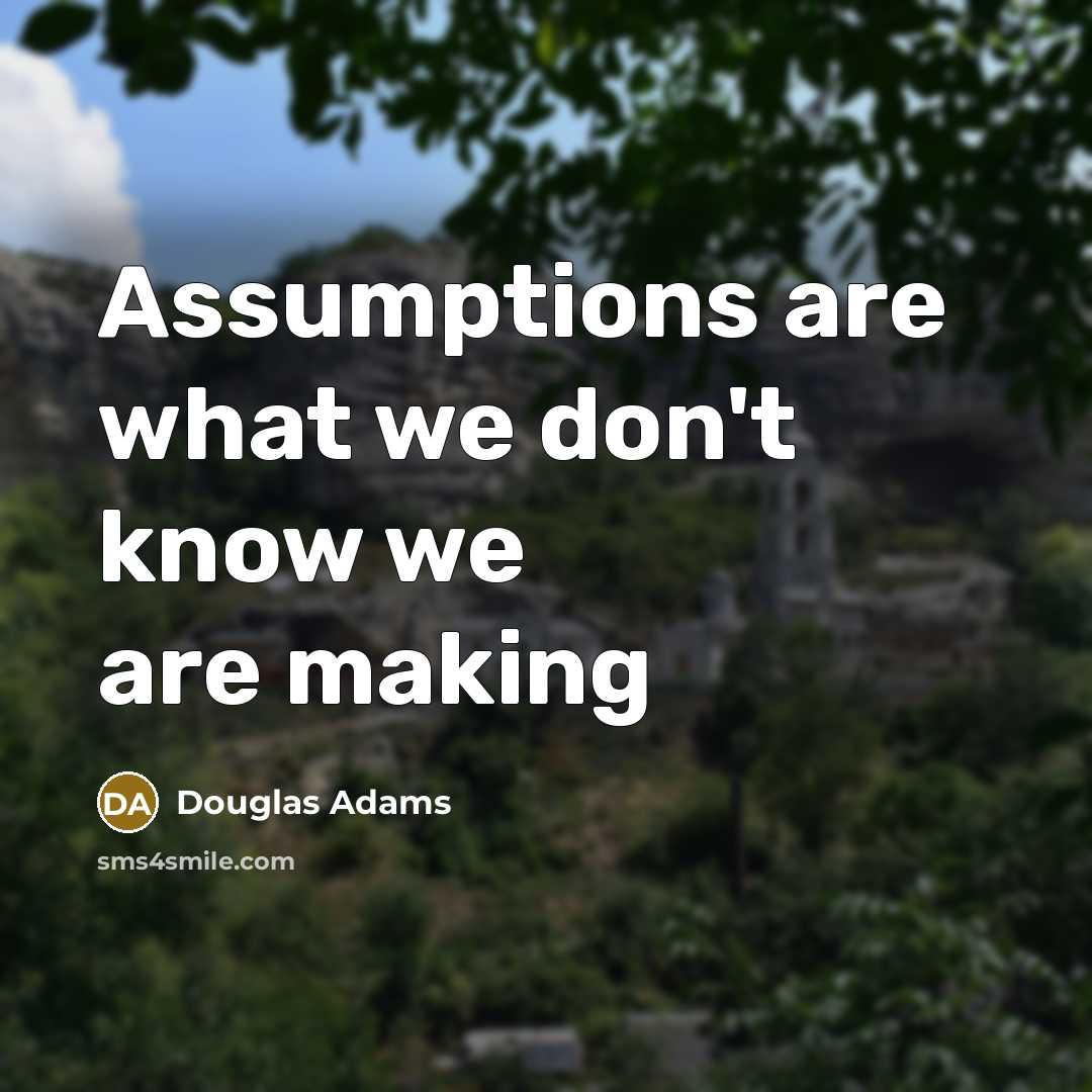 “Assumptions are what we don't know we are making…” quote by Douglas Adams