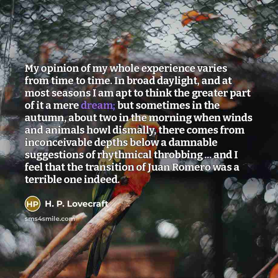 “My opinion of my whole experience varies from time to…” quote by H. P. Lovecraft