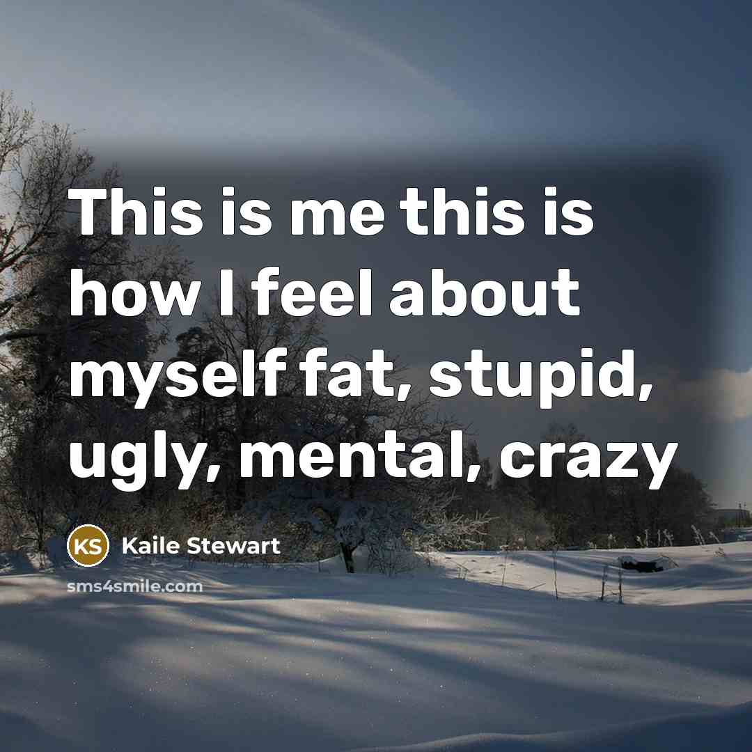 “This is me this is how I feel about myself fat, stupid, ugly, mental, crazy” quote by Kaile Stewart