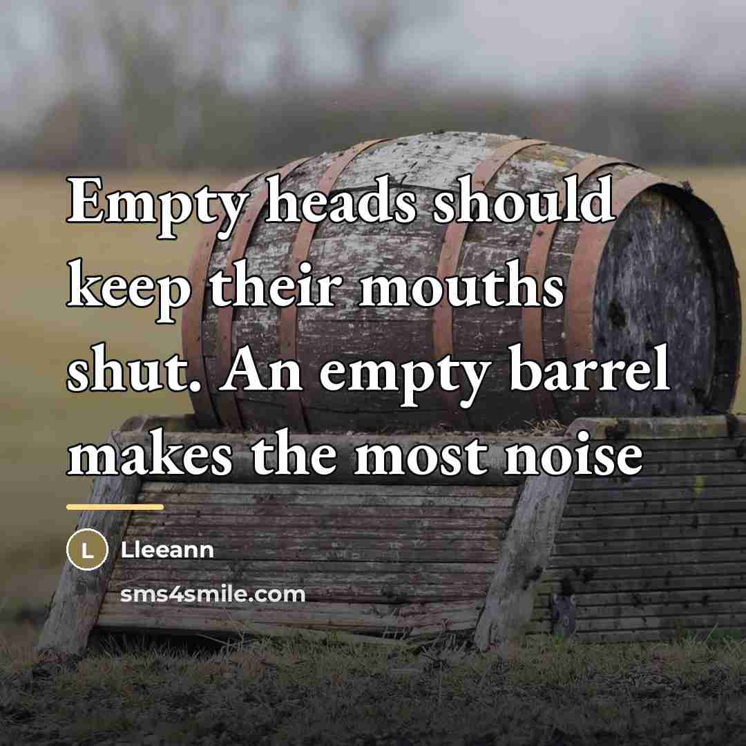 “Empty heads should keep their mouths shut. An empty barrel…” quote by Lleeann