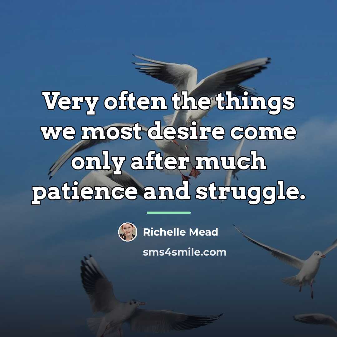 “Very often the things we most desire come only after…” quote by Richelle Mead