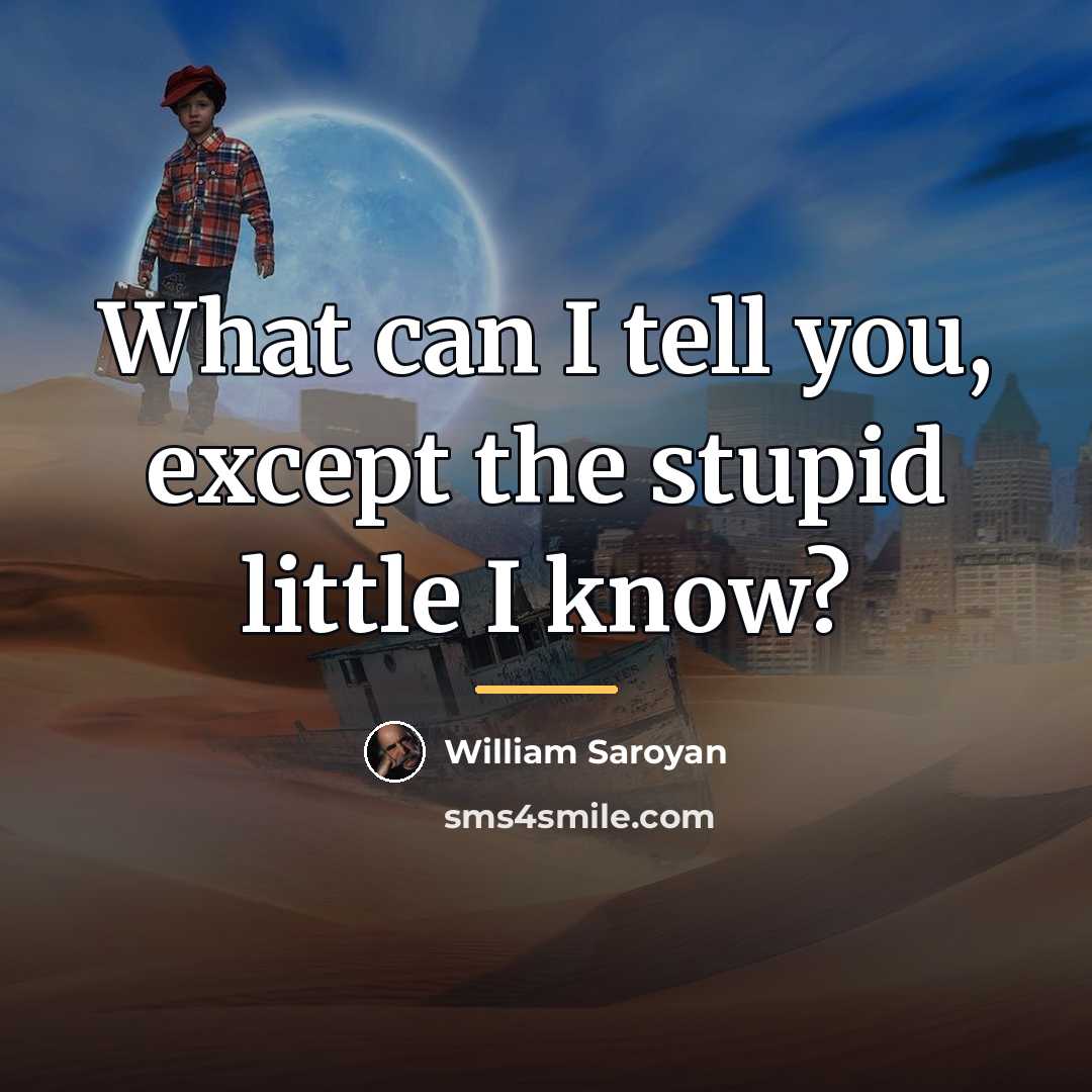 “What can I tell you, except the stupid little I…” quote by William Saroyan