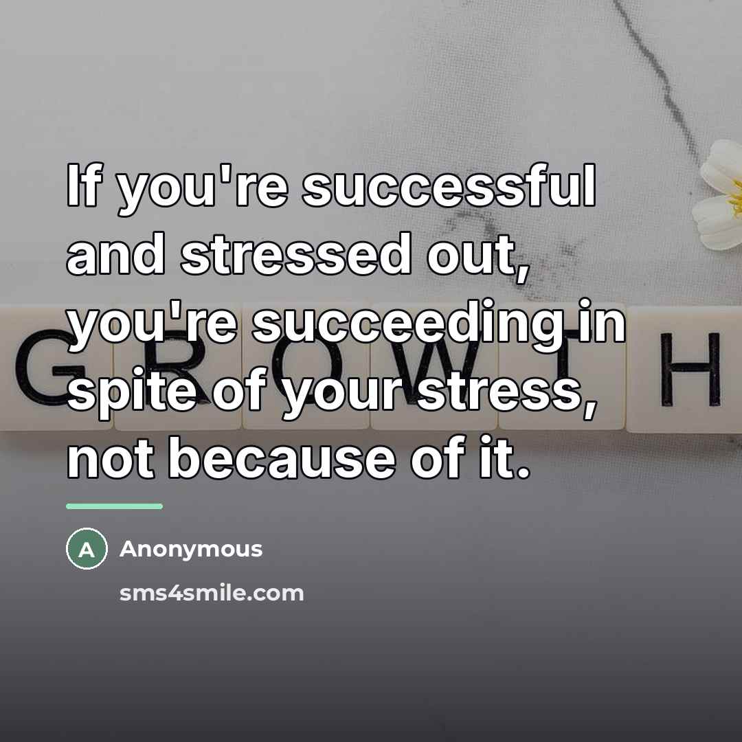 “If you're successful and stressed out, you're succeeding in spite…” quote by Anonymous