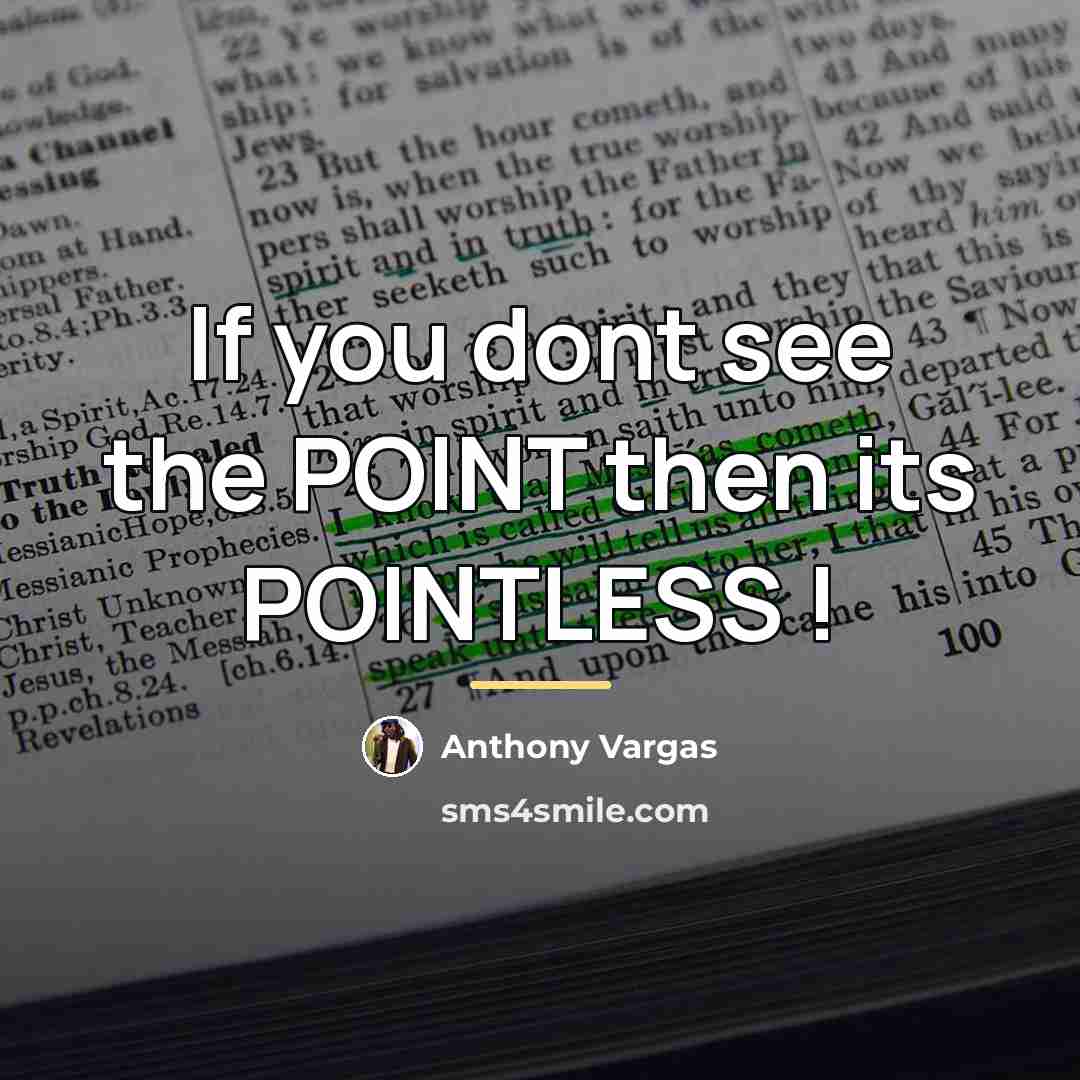 “If you dont see the POINT then its POINTLESS !…” quote by Anthony Vargas