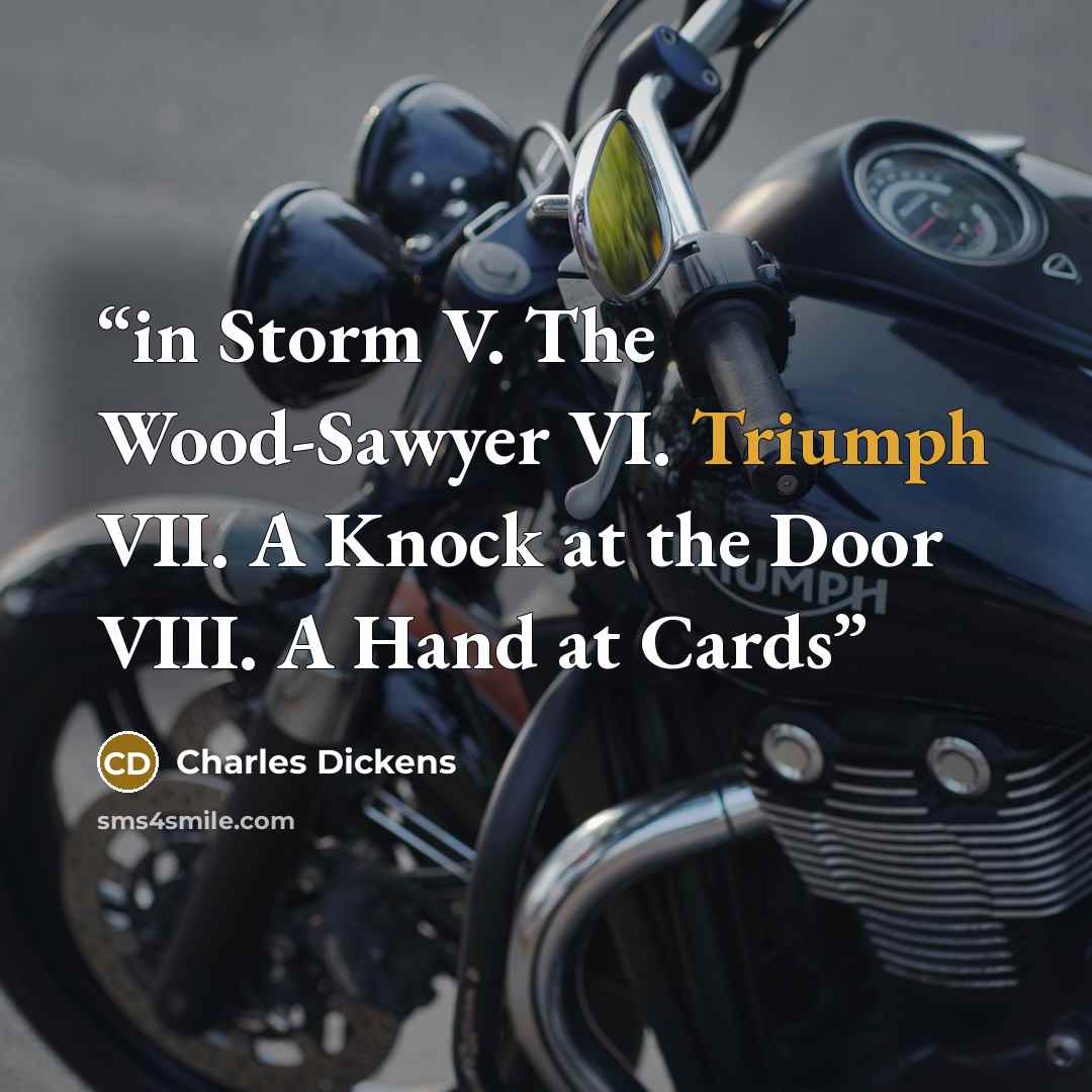“in Storm V. The Wood-Sawyer VI. Triumph VII. A Knock at the Door VIII. A Hand at Cards” quote by Charles Dickens