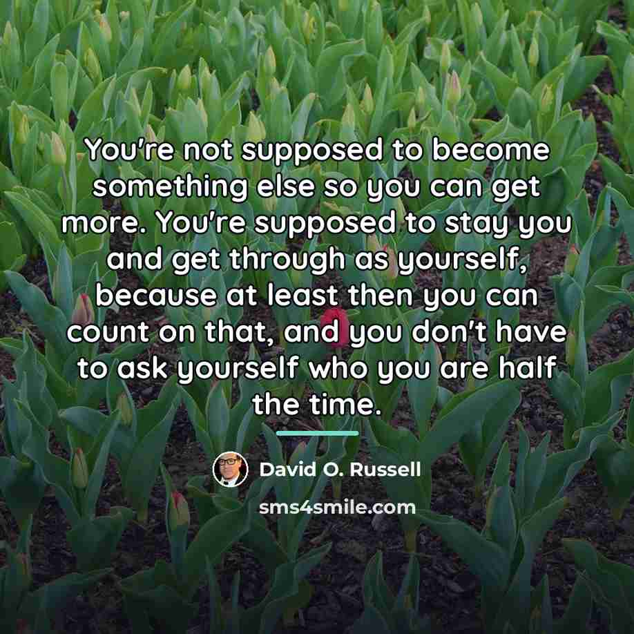 “You're not supposed to become something else so you can…” quote by David O. Russell