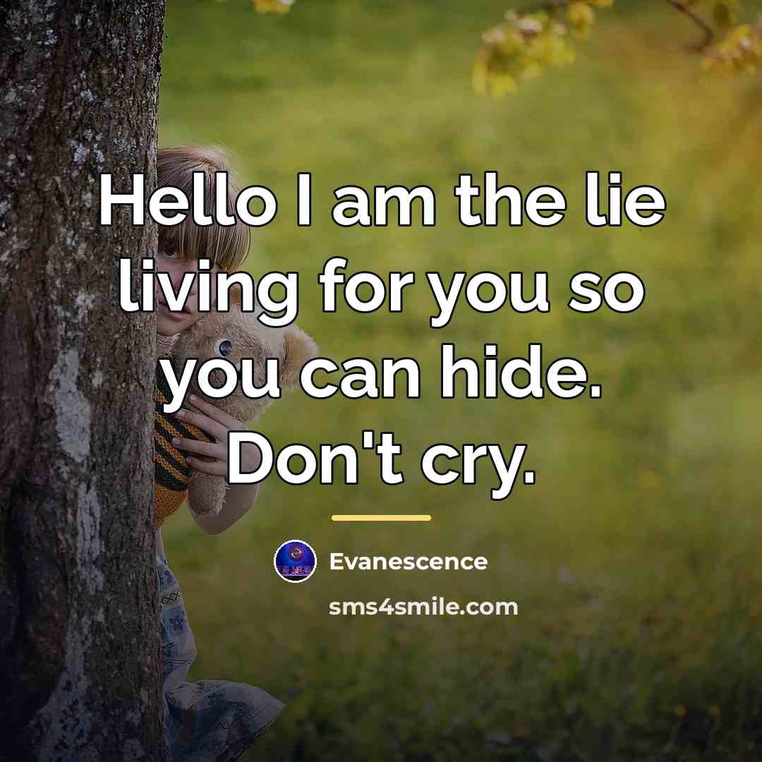 “Hello I am the lie living for you so you…” quote by Evanescence
