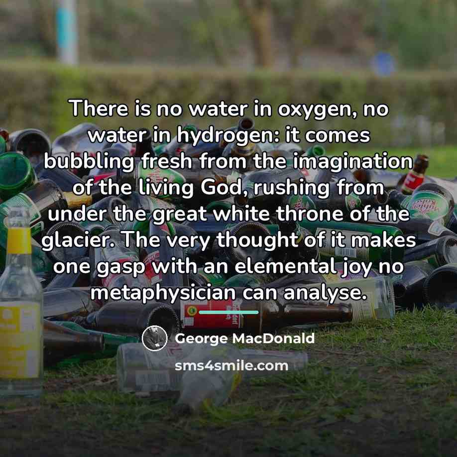 “There is no water in oxygen, no water in hydrogen:…” quote by George MacDonald