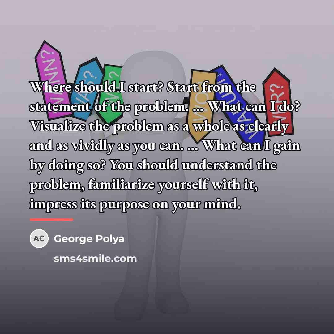 “Where should I start? Start from the statement of the…” quote by George Polya