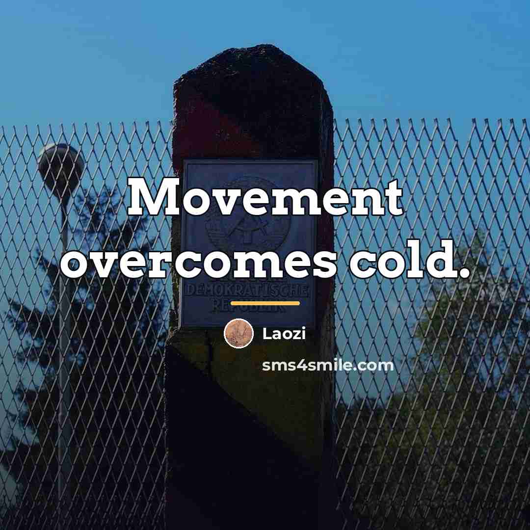 “Movement overcomes cold.…” quote by Laozi